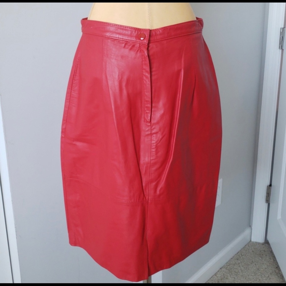 Vintage red leather skirt